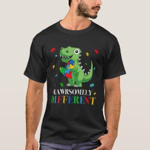 Camiseta Autismo de la pieza del rompecabezas de los dinosa