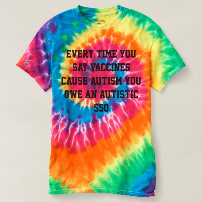 Camiseta Autismo de las vacunas =/= (Diseño del anverso)