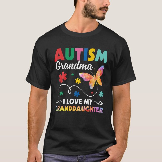 Camiseta Autismo de mariposa rompecabezas Abuela Amo a Mi A (Anverso)