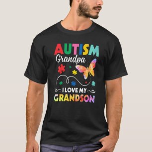 Camiseta Autismo de mariposa rompecabezas Abuelo Amo a Mi A