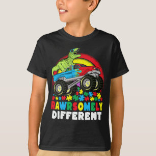 Camiseta Autismo de un camión monstrual T Rex muy diferente