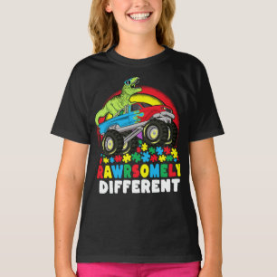 Camiseta Autismo de un camión monstrual T Rex muy diferente