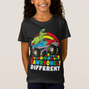 Camiseta Autismo de un camión monstrual T Rex muy diferente