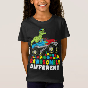 Camiseta Autismo de un camión monstrual T Rex muy diferente