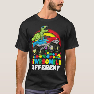 Camiseta Autismo de un camión monstrual T Rex muy diferente