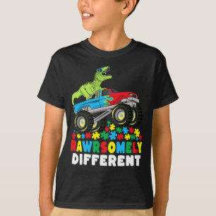 Camiseta Autismo de un camión monstrual T Rex muy diferente