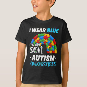 Camiseta Autismo Del Rompecabezas Del Arcoiris Que Uso Azul