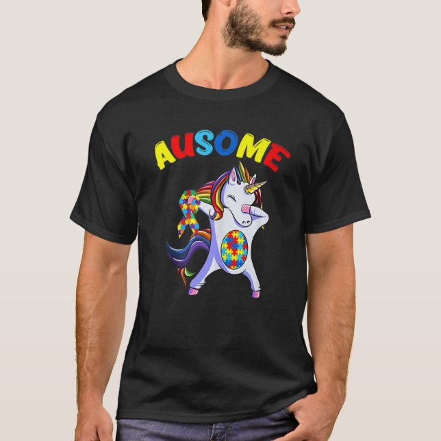 Camiseta Autismo despierta a Dabbing Unicorn Ausome (Anverso)