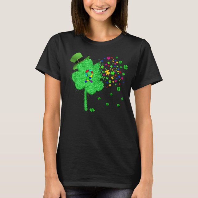Camiseta Autismo divertido St Patricks Day Clover Leprechau (Anverso)
