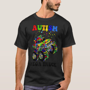 Camiseta Autismo El rompecabezas de los camiones mega color
