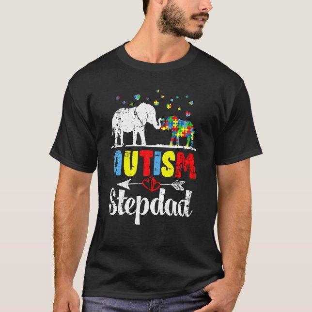Camiseta Autismo Elefante Stepdad Rompecabezas Corazón Amor (Anverso)