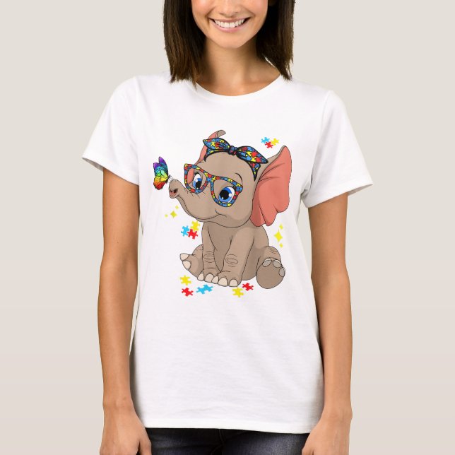 Camiseta Autismo Elephant Glasses Conciencia Mamá Hijos Aut (Anverso)