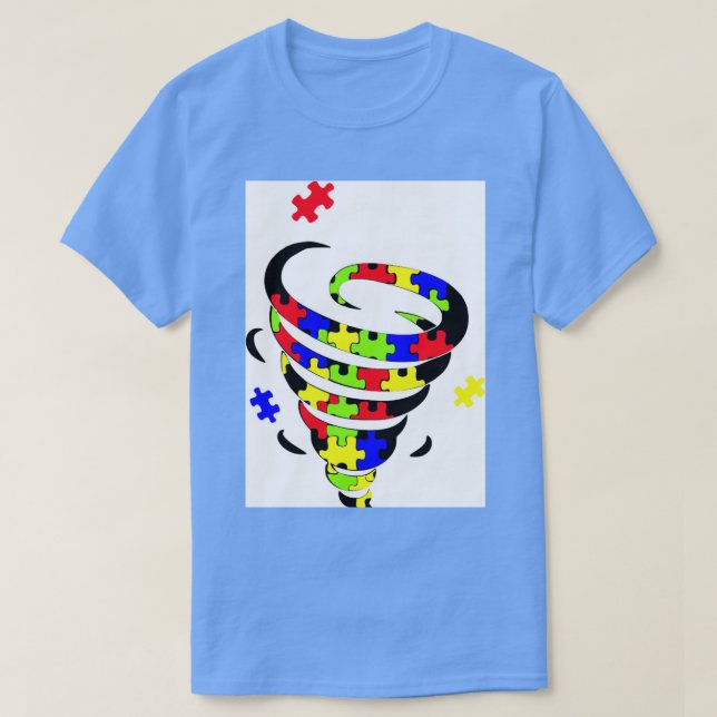 Camiseta Autismo en el cuello del autismo tornado (Diseño del anverso)
