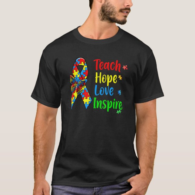 Camiseta Autismo Enseña Esperanza Amor Inspira Autismo Sens (Anverso)