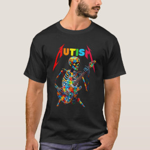 Camiseta Autismo Esqueleto Guitarrista Música Rock Autismo 
