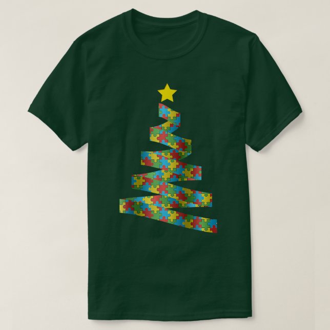 Camiseta Autismo Feliz Navidad Autismo Conciencia Puzzel Xm (Diseño del anverso)