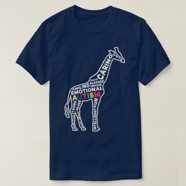 Camiseta Autismo Giraffe Autismo Apoyo a la toma de concien (Diseño del anverso)