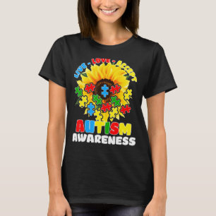 Camiseta Autismo girasol Conciencia en vivo Amor Acepta Aut