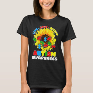Camiseta Autismo girasol Conciencia en vivo Amor Acepta Aut