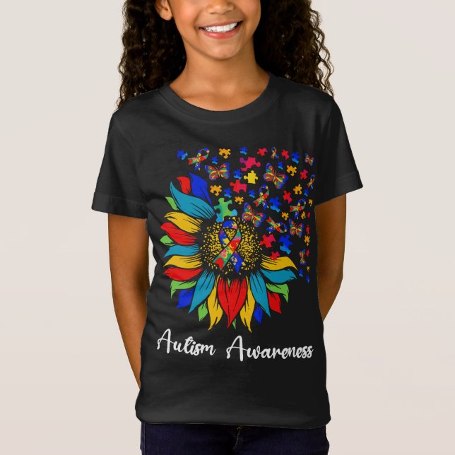 Camiseta Autismo girasol Concienciación Día de amor Cinta d (Anverso)