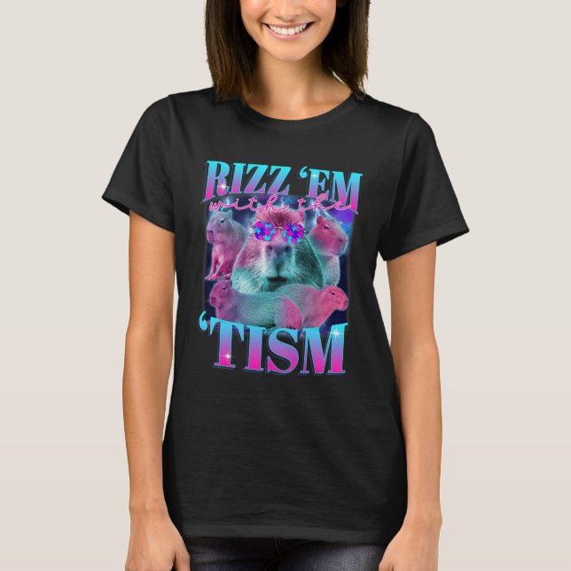 Camiseta Autismo Gracioso Rizz Em Con El Tism Capybyra Meme (Anverso)