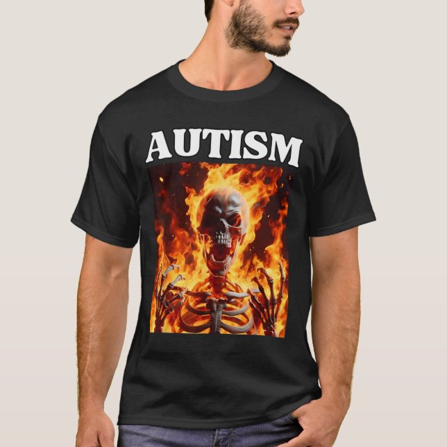 Camiseta Autismo Gracioso Rompecabezas dureza Skeleton Meme (Anverso)
