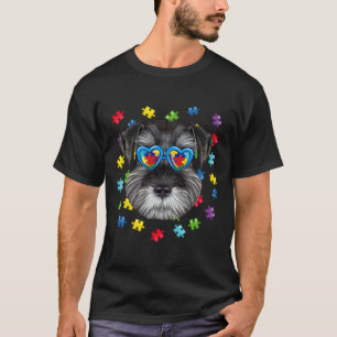 Camiseta Autismo gracioso Schnauzer Perro Puzzle Gafas de s