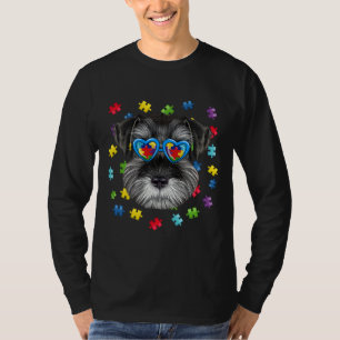 Camiseta Autismo gracioso Schnauzer Perro Puzzle Gafas de s