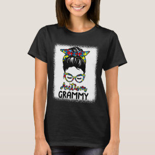 Camiseta Autismo Grammy Messy Bun Bleached Autism Awareness