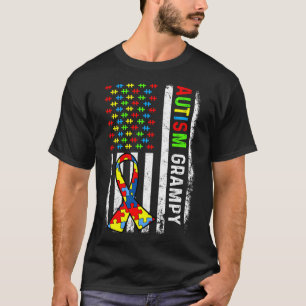 Camiseta Autismo Grampy American Flag Autism Awareness Fami