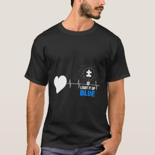 Camiseta Autismo-Illumínalo de Azul Latido del Corazón Auti