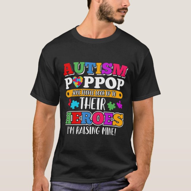 Camiseta Autismo La Gente De Poppop Busca A Sus Héroes Auti (Anverso)