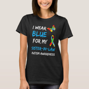 Camiseta Autismo Llevo Azul Por Mi Cuñada Rompecabezas Rib