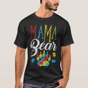 Camiseta Autismo Mama Bear Puzzle Piece Niño Grunge Autisti