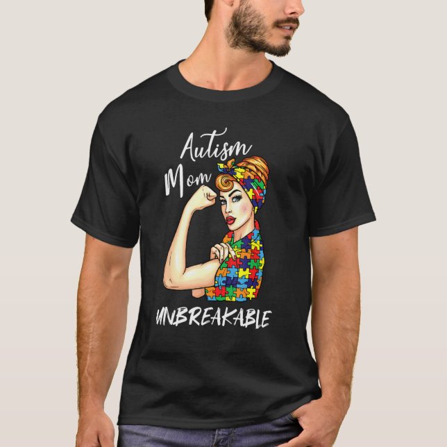 Camiseta Autismo Mamá Camisas inquebrantables Conciencia so (Anverso)