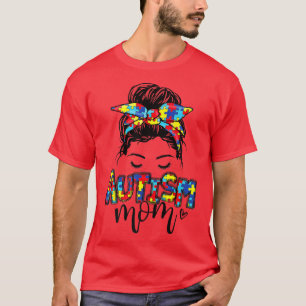 Camiseta Autismo Mamá desordenado rompecabezas de autismo e