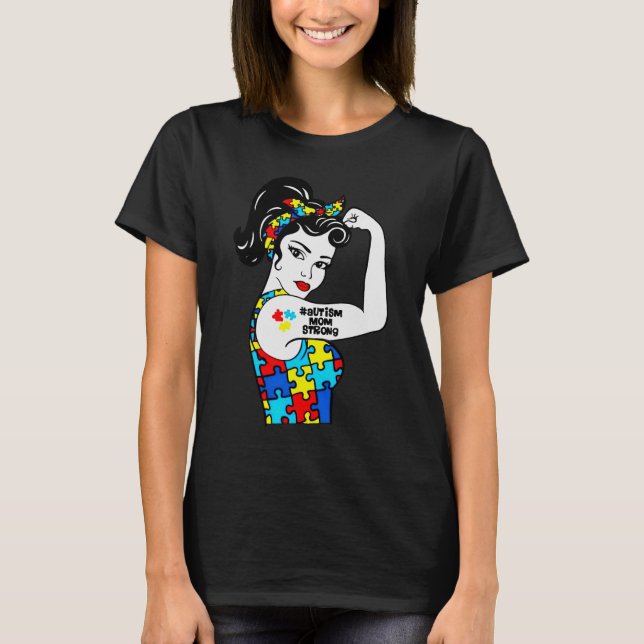 Camiseta autismo mamá fuerte (Anverso)