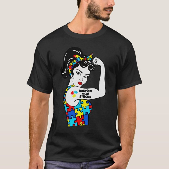 Camiseta autismo mamá fuerte (Anverso)