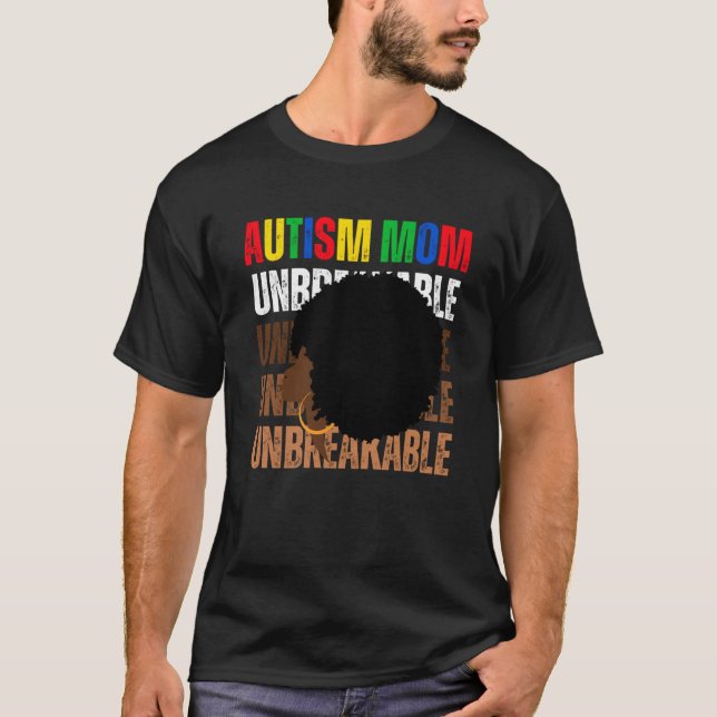 Camiseta Autismo mamá inquebrantable afro desordenado autis (Anverso)