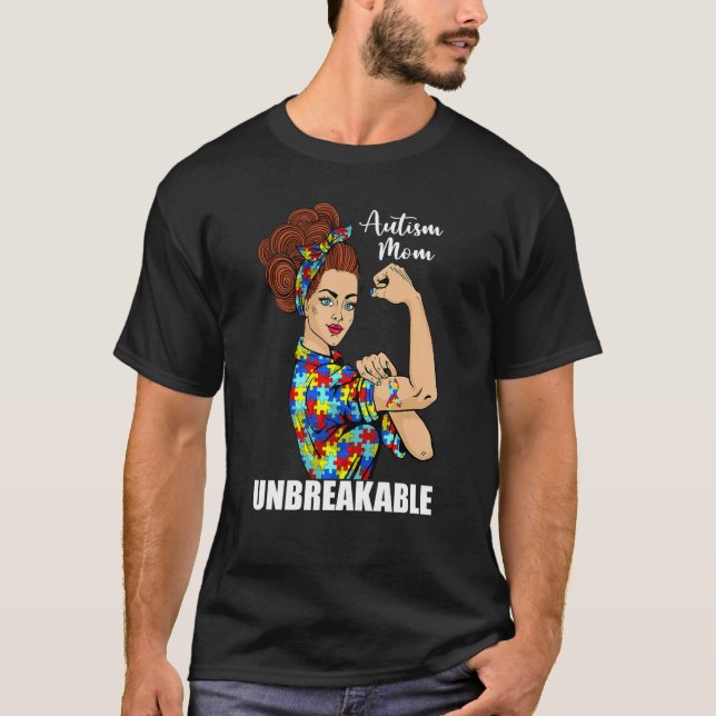 Camiseta Autismo Mamá Inquebrantable Rosie The Riveter Fuer (Anverso)