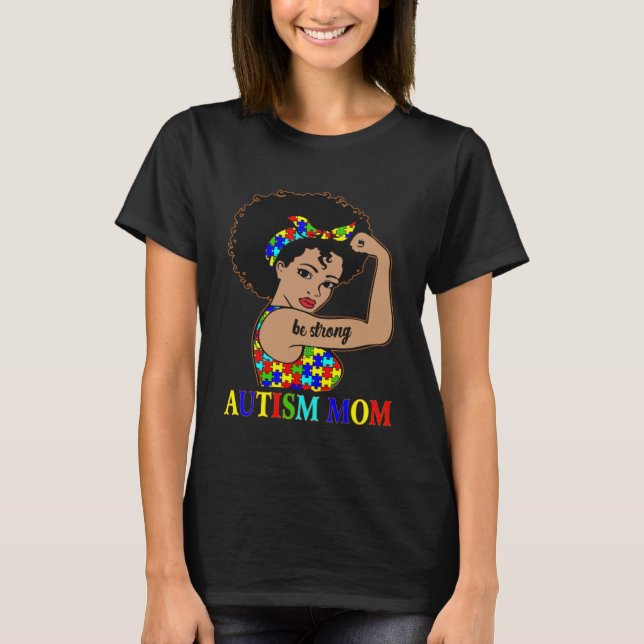 Camiseta Autismo Mamá Madre Madre Afromadre Mujeres Negras  (Anverso)