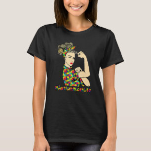 Camiseta Autismo Mamá Mujeres Mamá Vida Desordenada Autismo