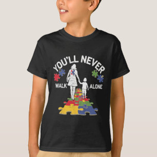 Camiseta Autismo Mamá, nunca caminarás sola para apoyar las