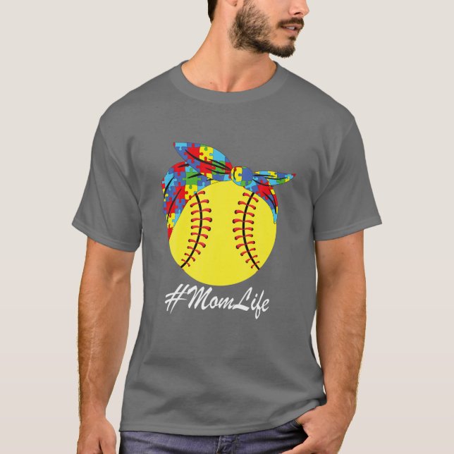 Camiseta Autismo Mamá Softball Desordenada Conciencia sobre (Anverso)