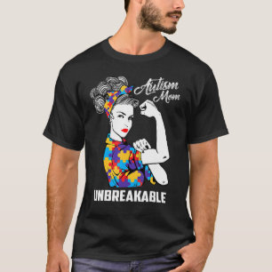 Camiseta Autismo Mamá vida desordenada con un bollo en el D