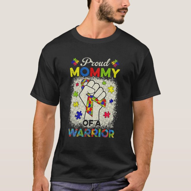Camiseta Autismo Mami Of Autism Awareness Warrier Apoya Un (Anverso)