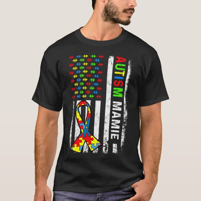 Camiseta Autismo Mamie American Flag Autism Awareness Famil (Anverso)
