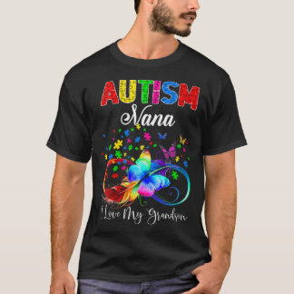 Camiseta Autismo mariposa femenino Nana Amo a mi nieto Su