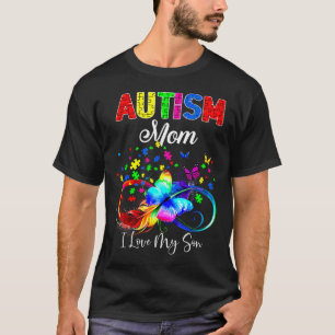 Camiseta Autismo mariposa Mamá amo a mi hijo apoya a Autist