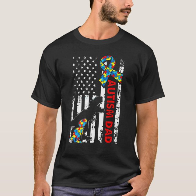 Camiseta Autismo masculino papa pieza de rompecabezas de di (Anverso)